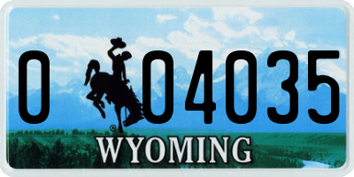WY license plate 004035