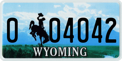 WY license plate 004042