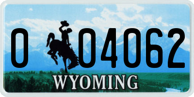 WY license plate 004062