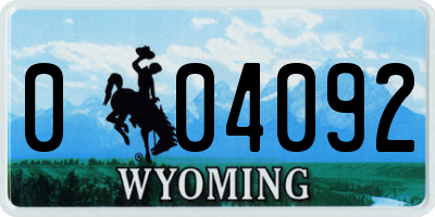 WY license plate 004092