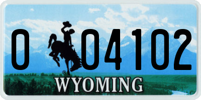 WY license plate 004102
