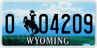WY license plate 004209