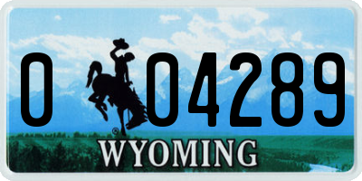 WY license plate 004289