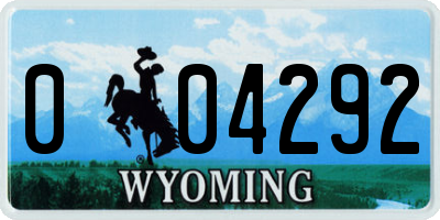 WY license plate 004292