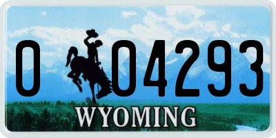 WY license plate 004293