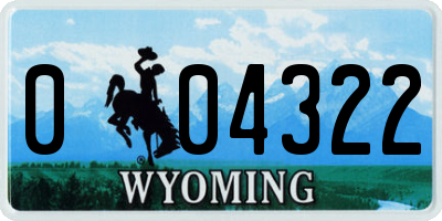 WY license plate 004322
