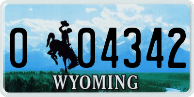 WY license plate 004342