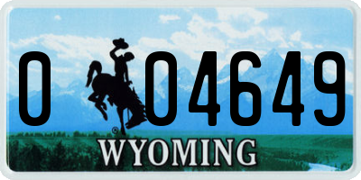 WY license plate 004649