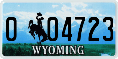 WY license plate 004723
