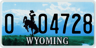 WY license plate 004728