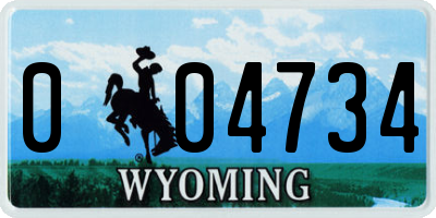 WY license plate 004734