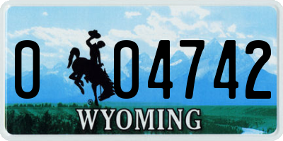 WY license plate 004742