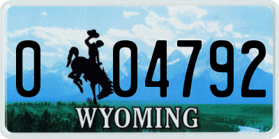 WY license plate 004792