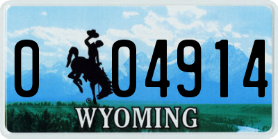 WY license plate 004914