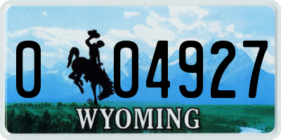 WY license plate 004927