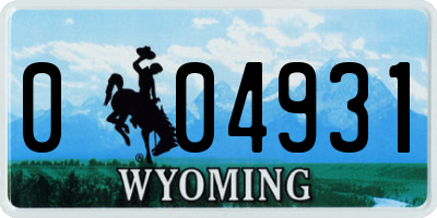 WY license plate 004931