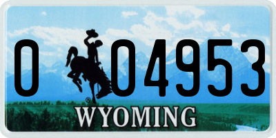 WY license plate 004953