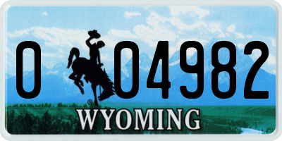 WY license plate 004982