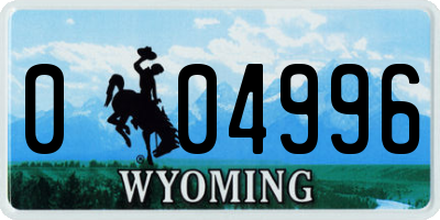 WY license plate 004996