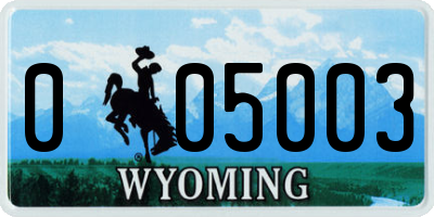 WY license plate 005003