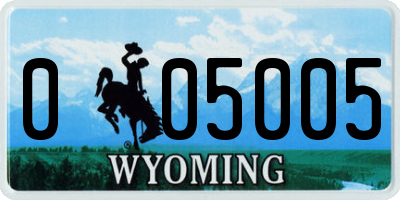 WY license plate 005005