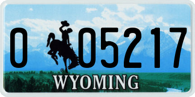 WY license plate 005217