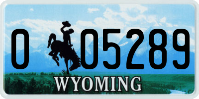 WY license plate 005289