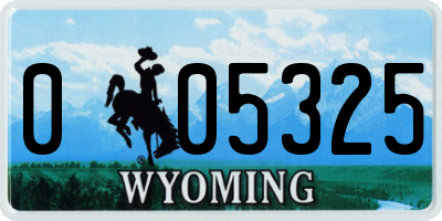 WY license plate 005325