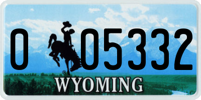 WY license plate 005332