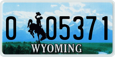 WY license plate 005371