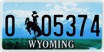 WY license plate 005374