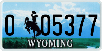 WY license plate 005377