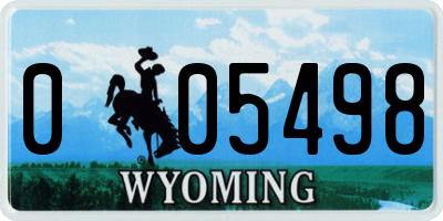 WY license plate 005498