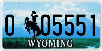WY license plate 005551