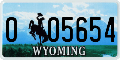 WY license plate 005654