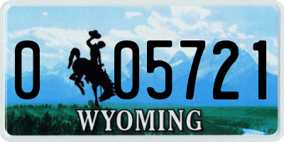 WY license plate 005721