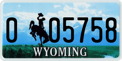 WY license plate 005758