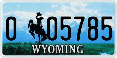 WY license plate 005785