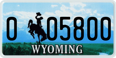 WY license plate 005800