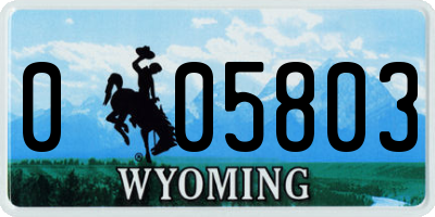WY license plate 005803