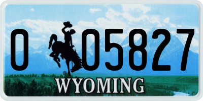 WY license plate 005827