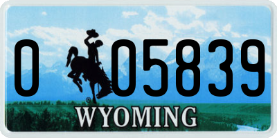 WY license plate 005839