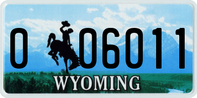 WY license plate 006011