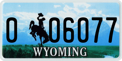 WY license plate 006077