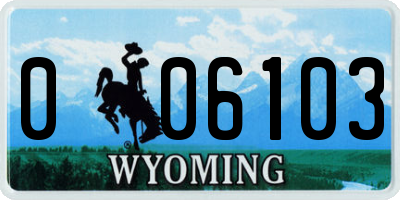 WY license plate 006103