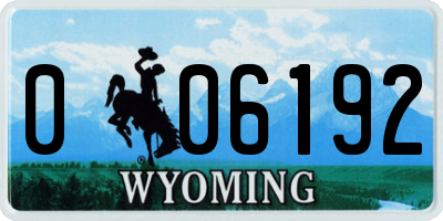 WY license plate 006192