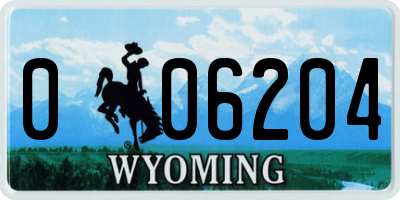 WY license plate 006204