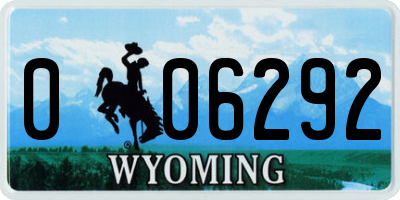 WY license plate 006292