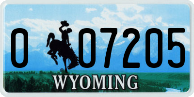 WY license plate 007205