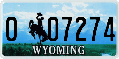 WY license plate 007274